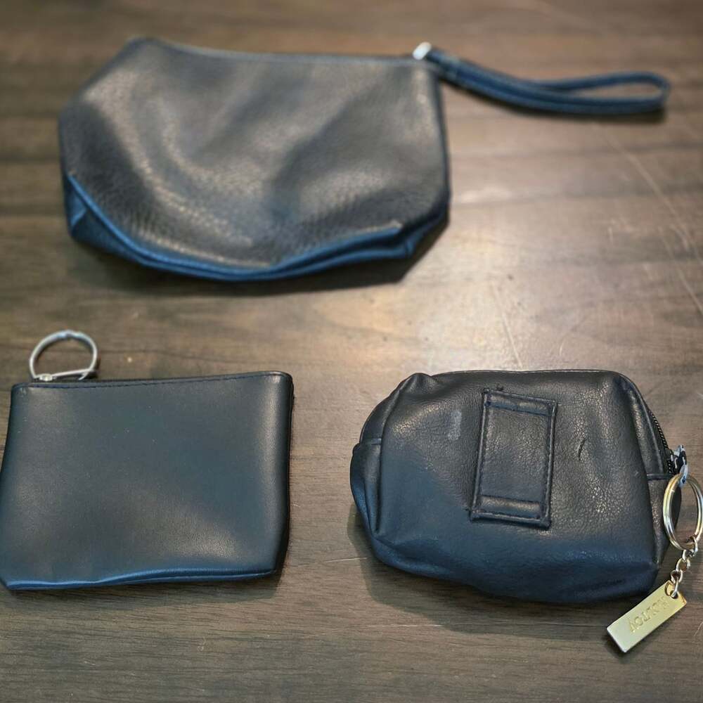 Koltov Black Faux Leather Multi-Piece Pouch Set